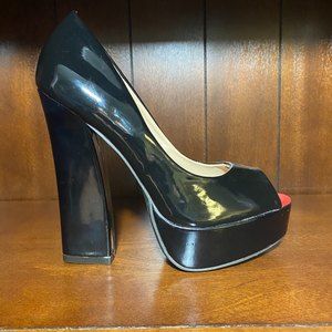 Bonnibel Peep Toe Platform Heels Size 6 Black Orange